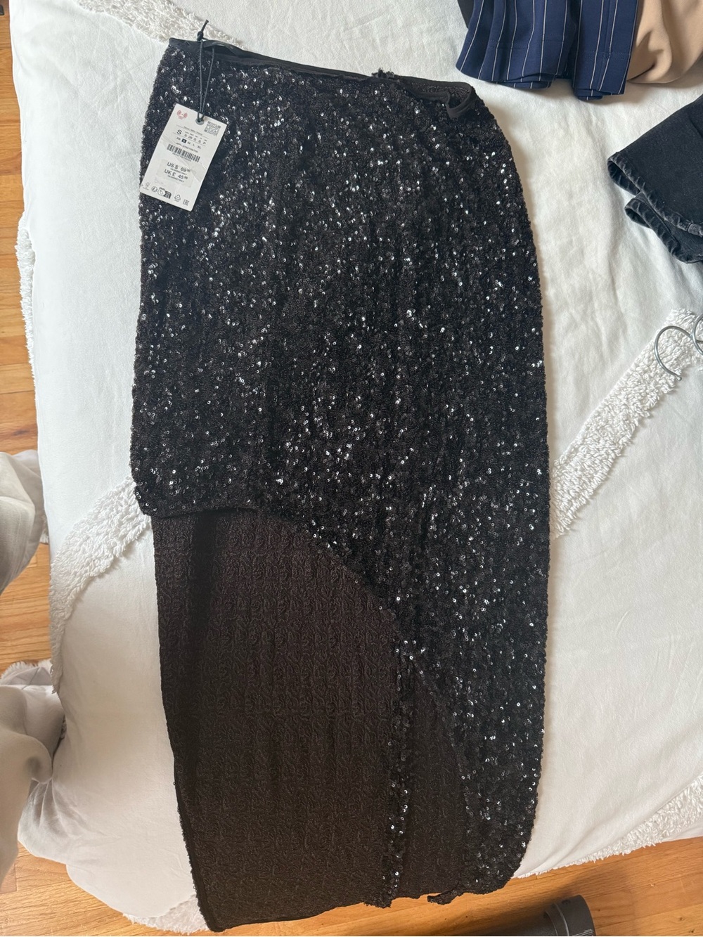 NWT Zara Brown Sequin Asymmetric Women's Skirt